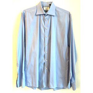 Thomas Pink Slim Fit Dress Shirt Light Blue Button Down Professional Wear 17.5/4
